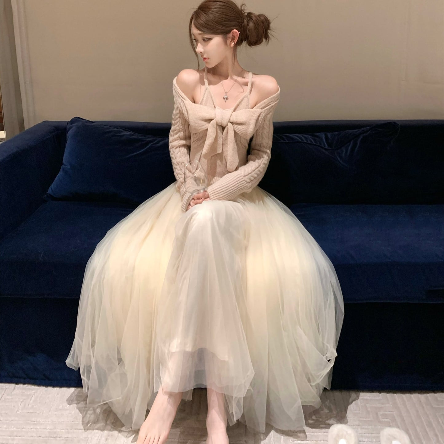 【tops】リボンニットトップス　N3481
