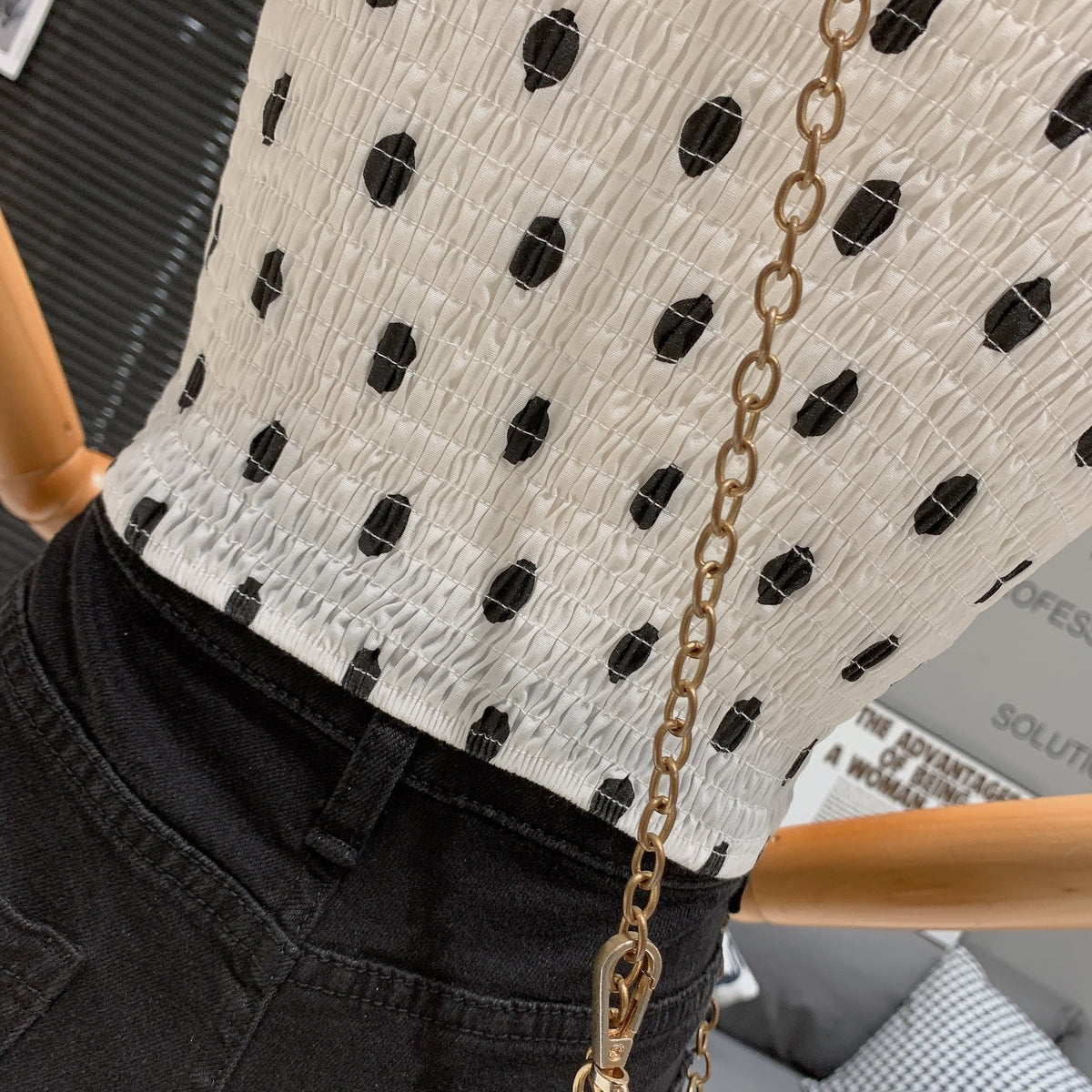 【tops】ドット柄トップス　M25270