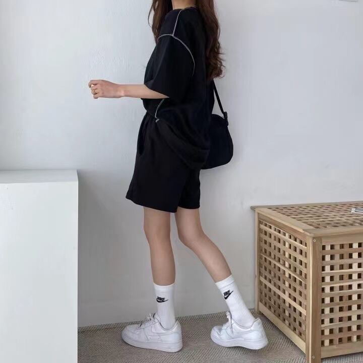 【set】2点セットラウンドネック半袖Ｔシャツ+ショートパンツ日常セットアップF3044