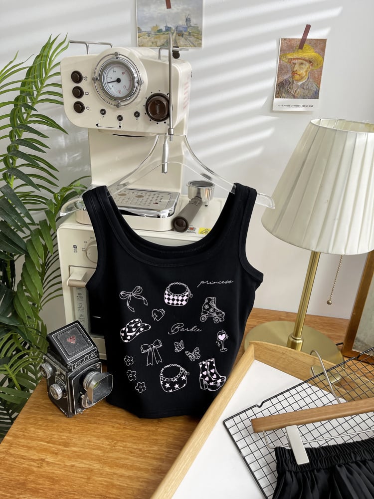 【tops】プリントキャミソール　M24120
