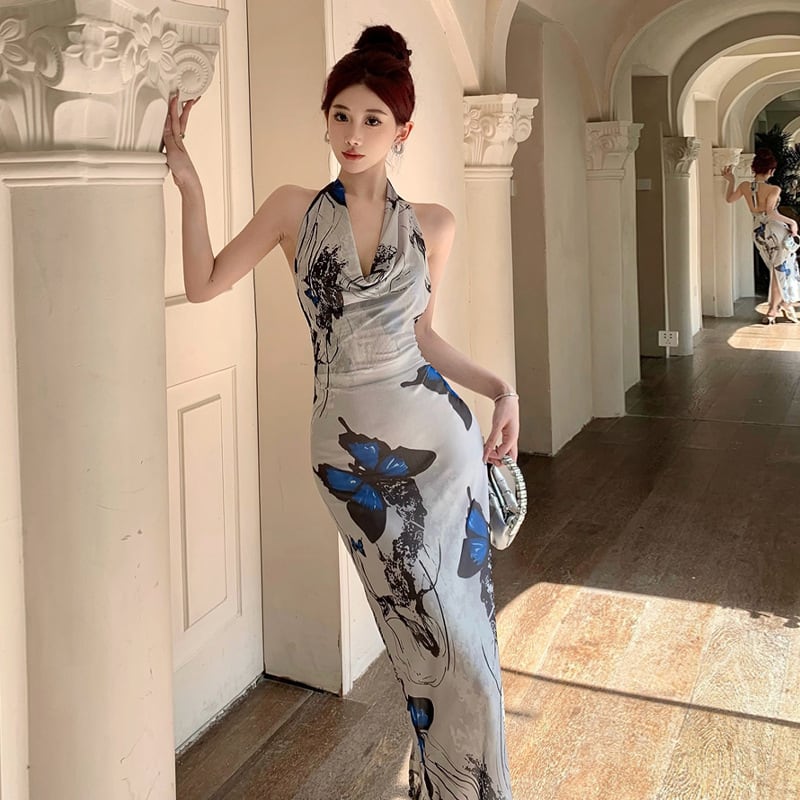 【dress】ホルターネックバックで綺麗ワンピース G21258