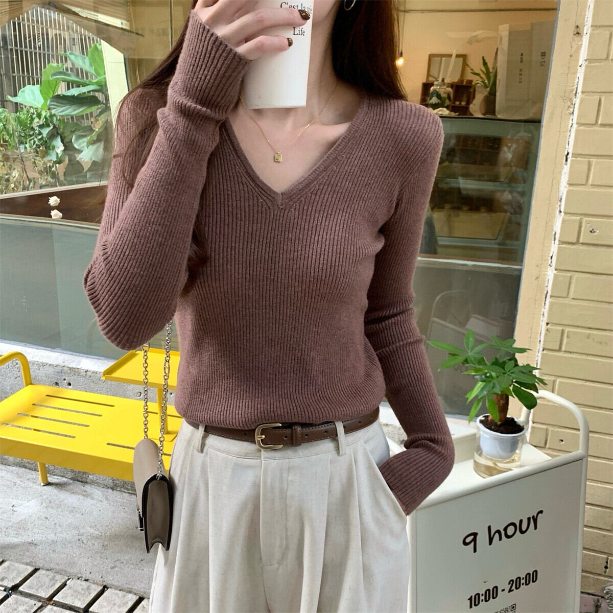 【tops】Vネックニットトップス　M29064