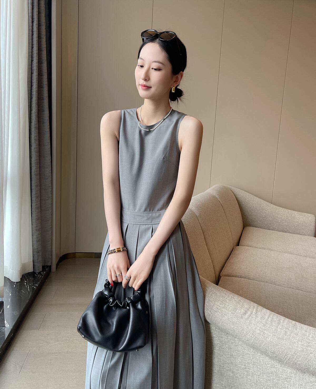 【dress】ウエストカットプリーツワンピース　N2993