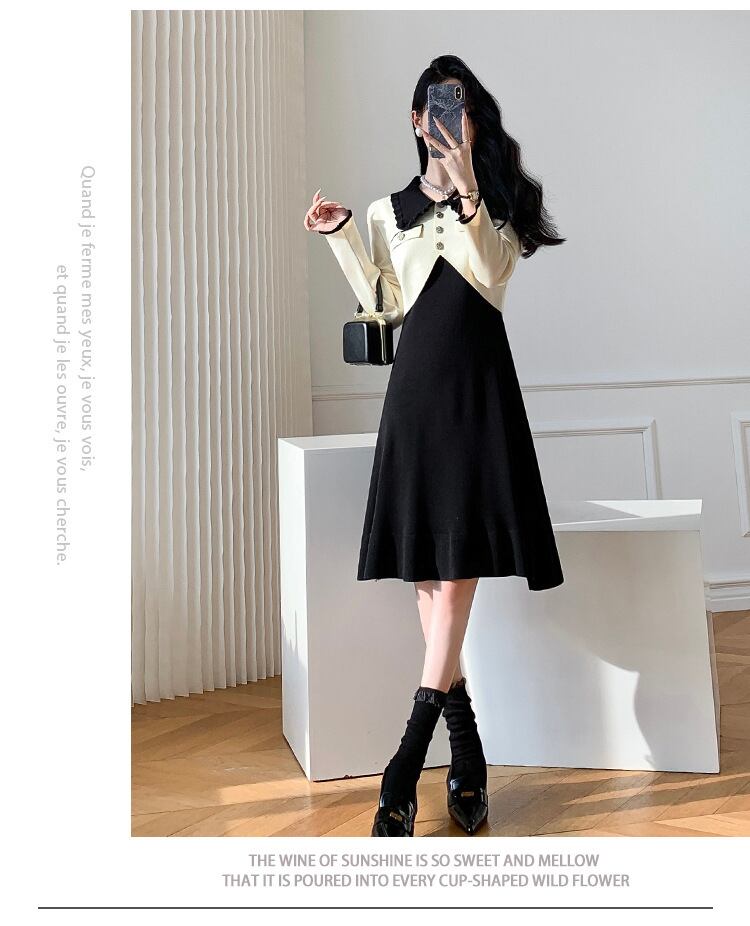 【dress】ドッキングニットワンピース　M18989