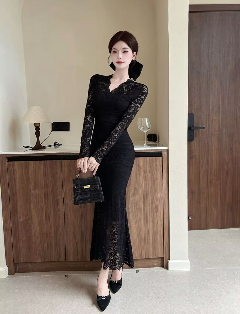 【dress】レースマーメイドワンピース　M28027