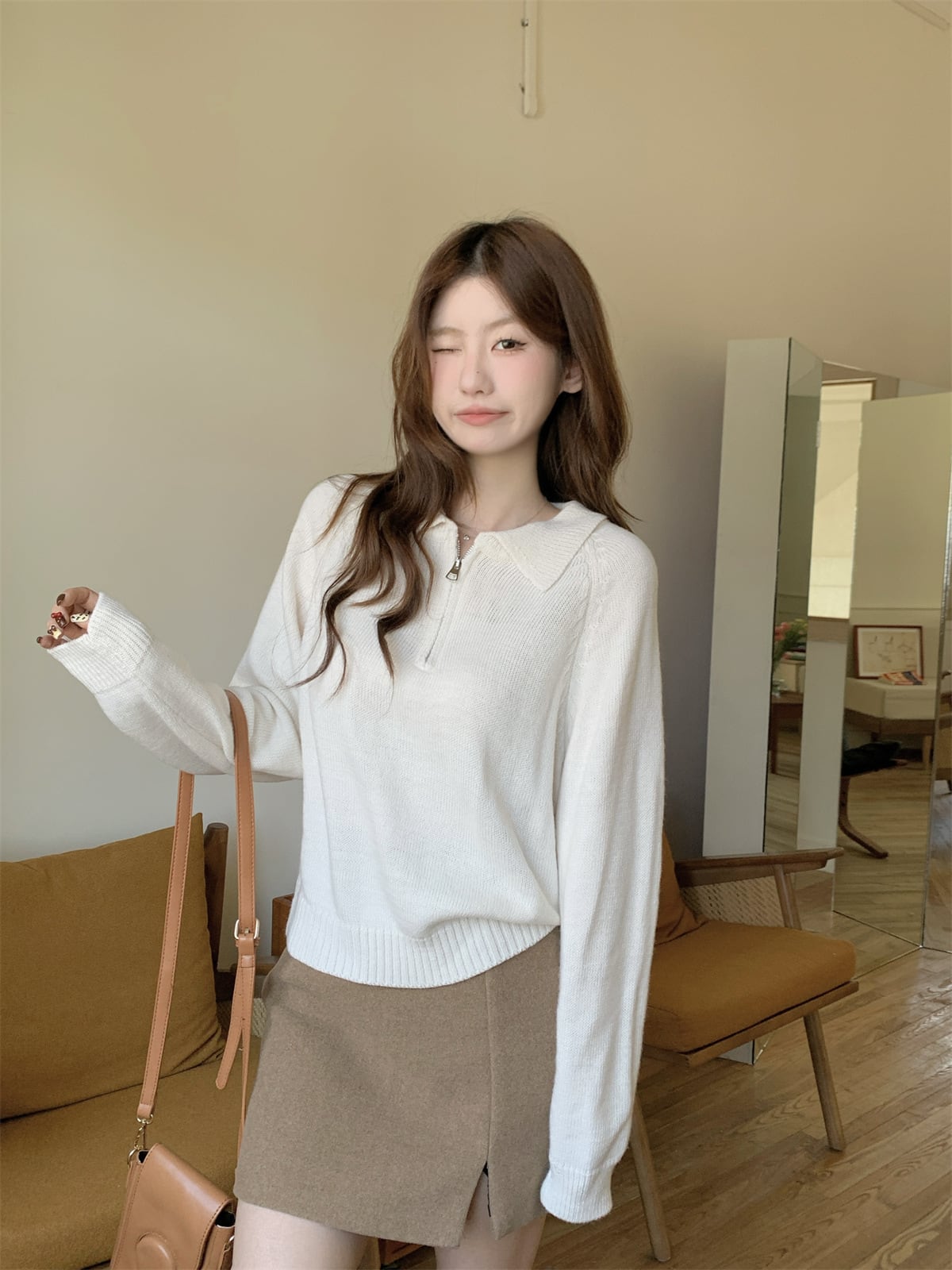 【tops】ファスナーニットセーター　M27061