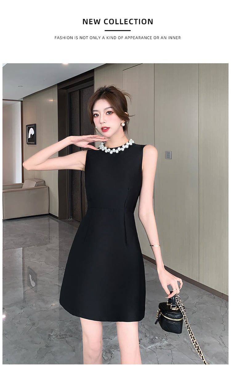 【dress】ノースリーブビーズAラインワンピース G21537