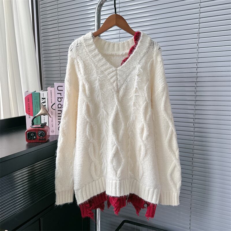 【tops】切り替えニットセーター　M28087