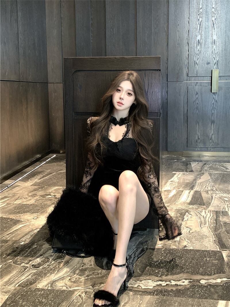 【dress】レースドッキングワンピース　M28494