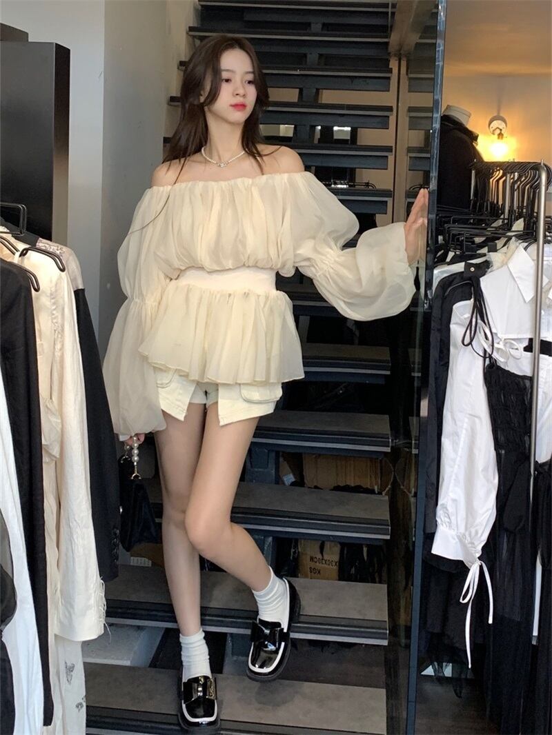 【tops】オフショルダーパフスリーブ ブラウスG20416