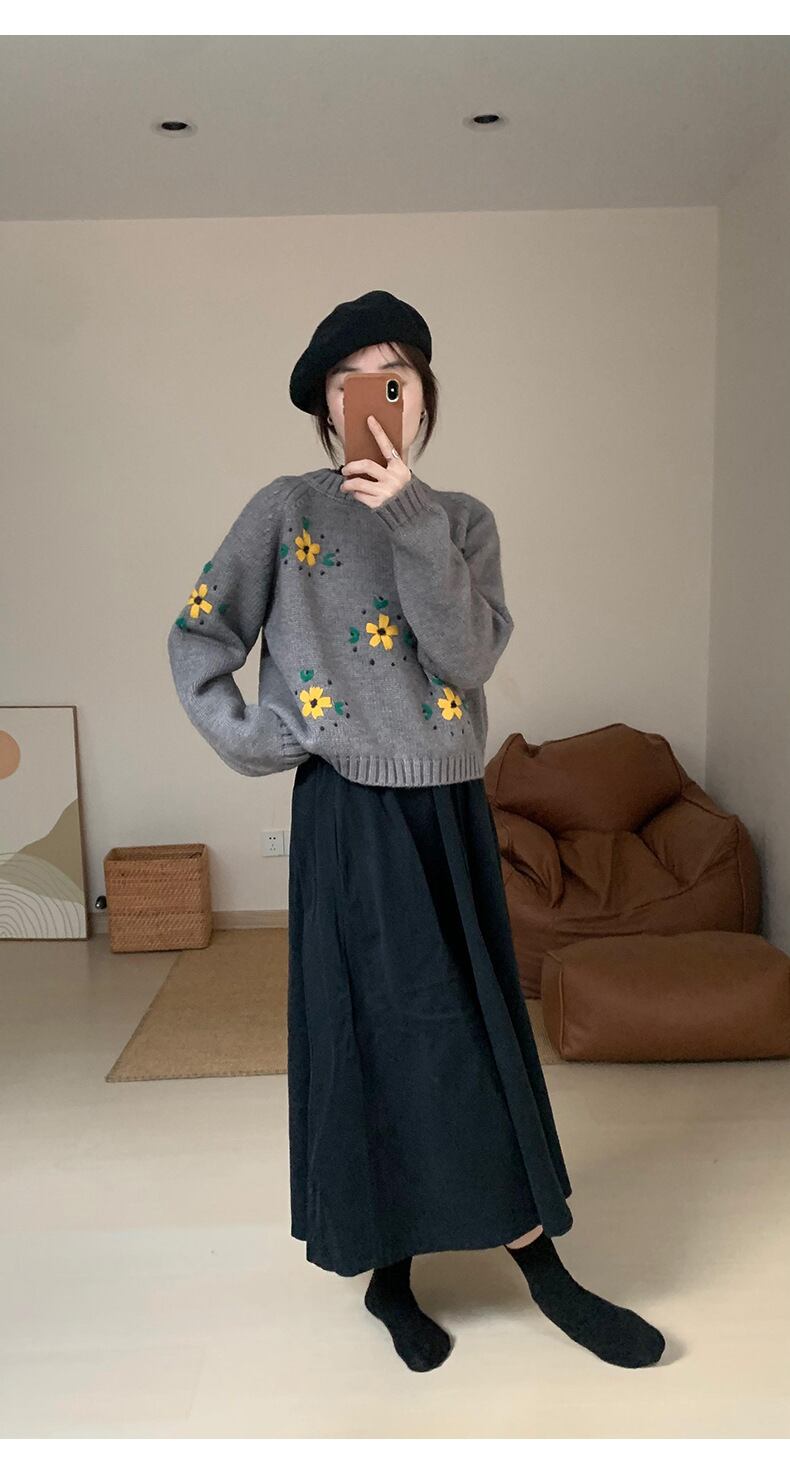 【tops】刺繍ニットセーター　M19120
