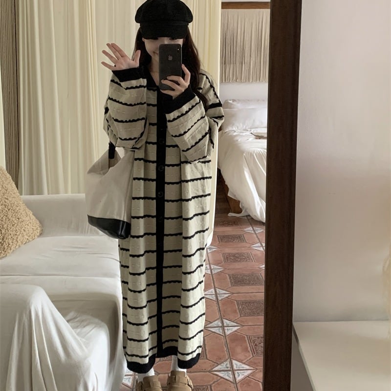 【dress】ボーダー柄ニットワンピース　M28643