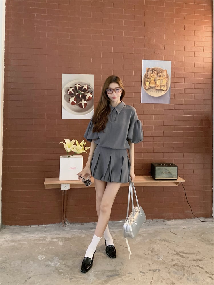 【set】POLOネックTシャツ×スカートセット　M24873