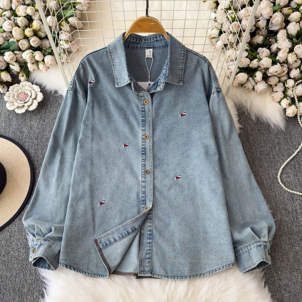 【tops】刺繍デニムシャツ　M29826