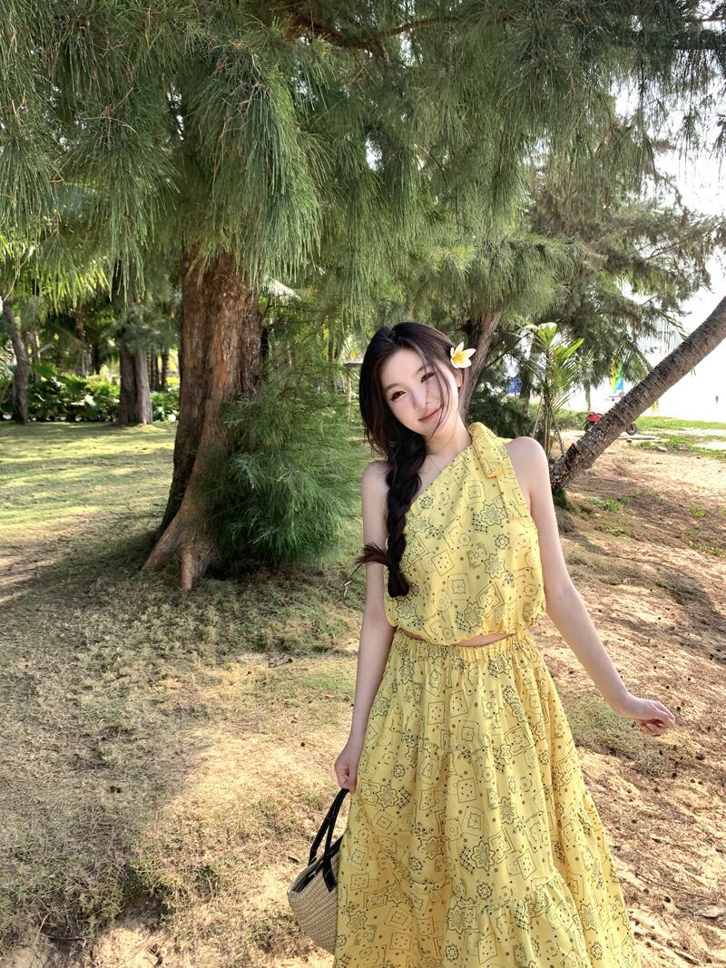 【set】花柄トップス+スカート２点セットG21326