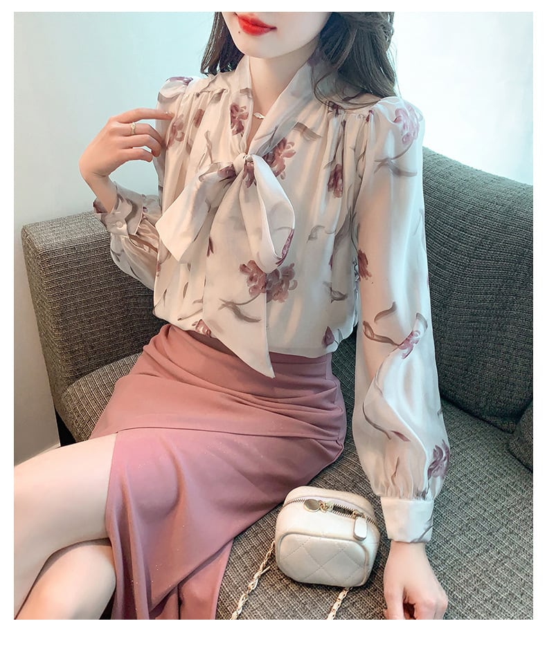 【tops】リボン付きシャツトップス　M28157