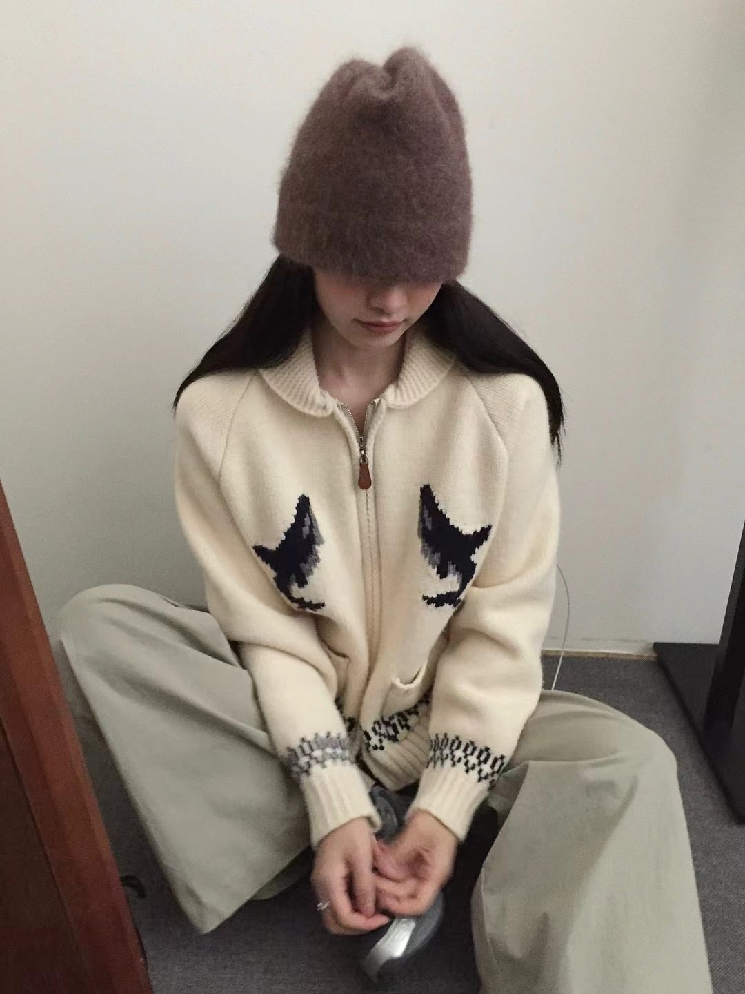 【outer】ファスナーニットカーデ　M27331