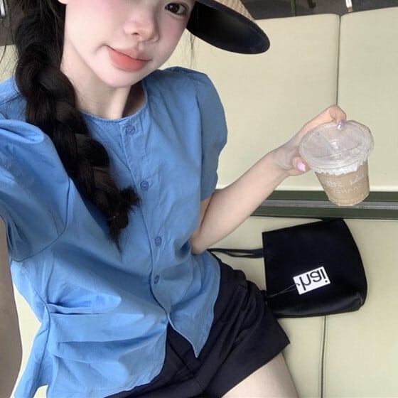 【tops】パフスリーブシャツトップス　M29692