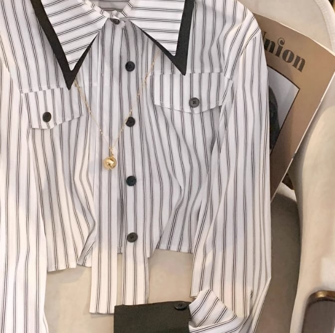 【tops】ストライプ柄ブラウスG20655