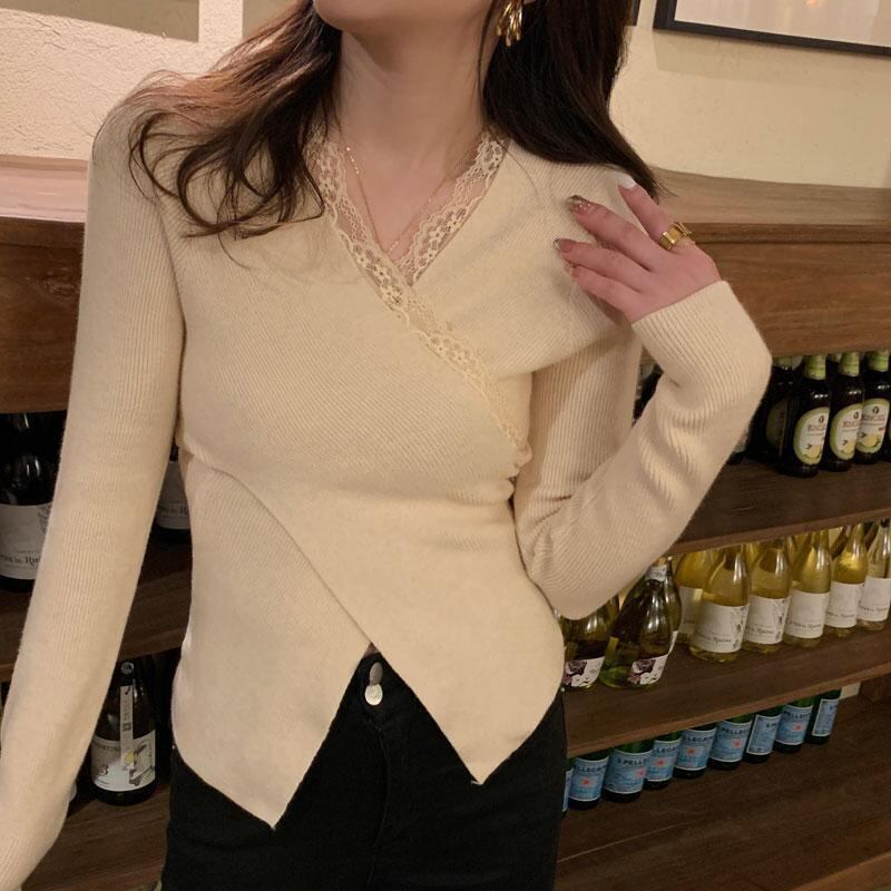 【tops】Vネックニットトップス　M19151