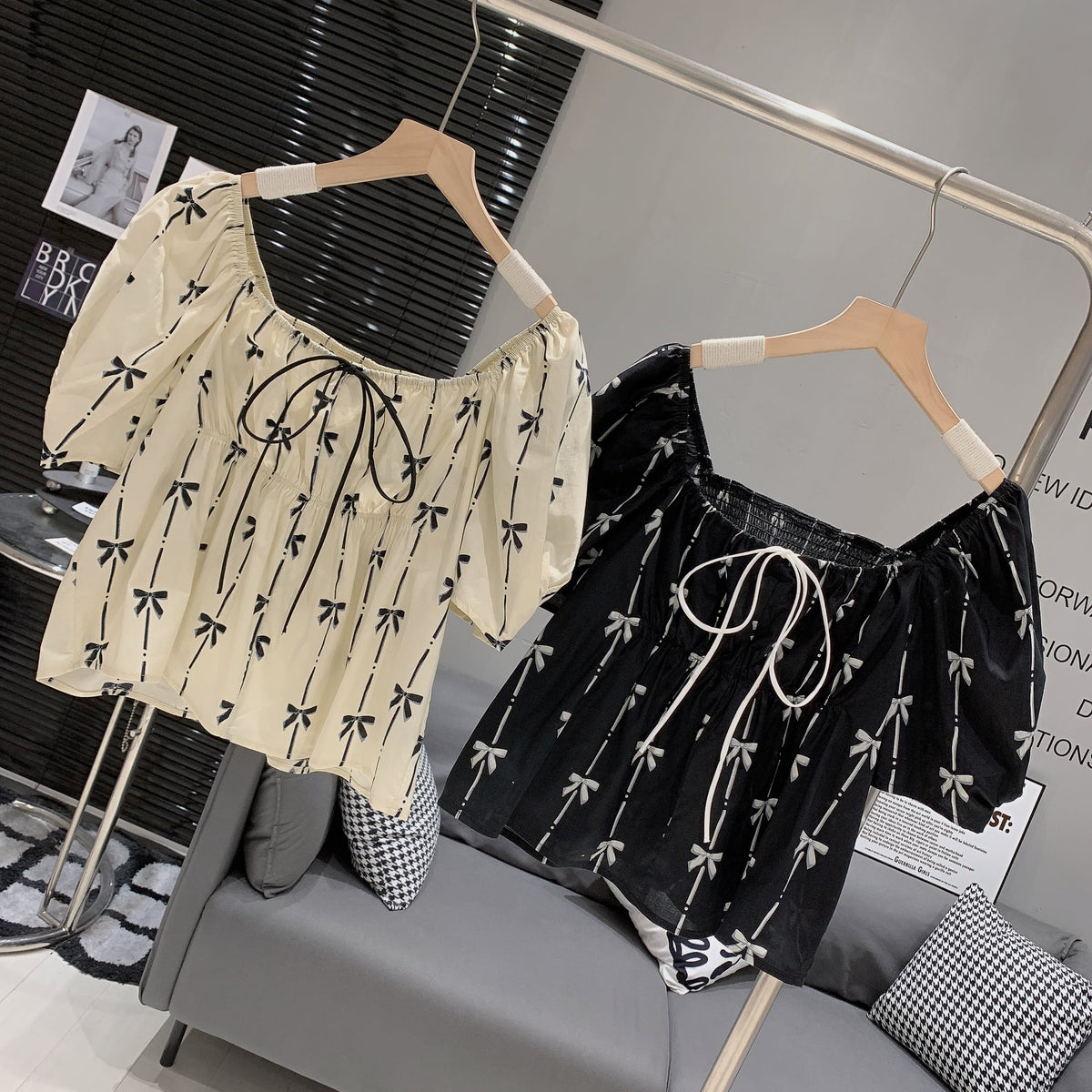 【tops】リボンプリントトップス　M25274