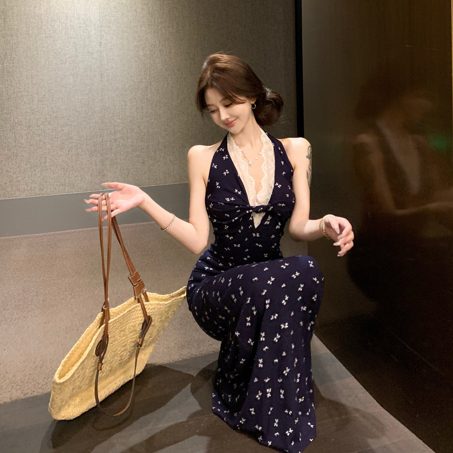 【dress】ホルターネック花柄ワンピース　N2999