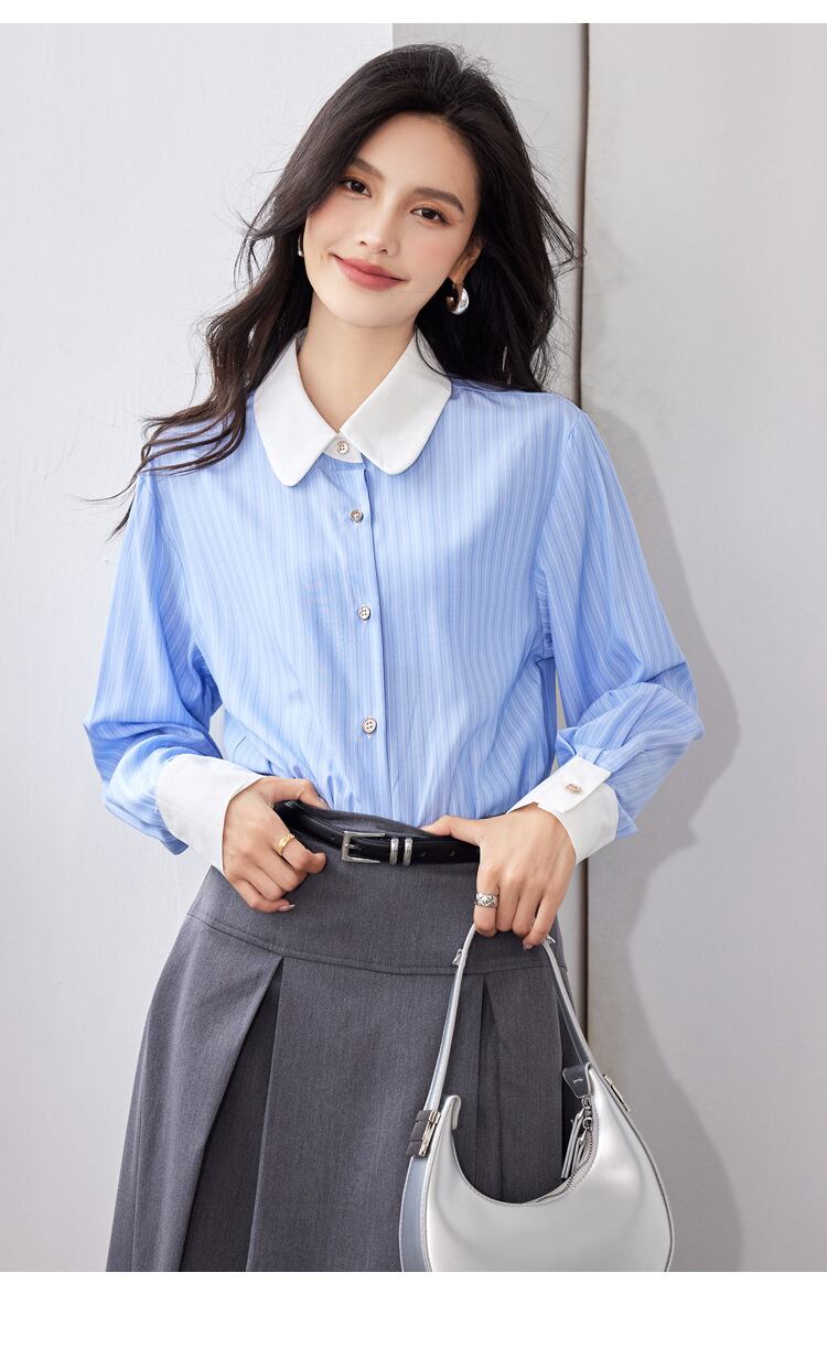 【tops】ストライプ柄長袖ブラウスG20239