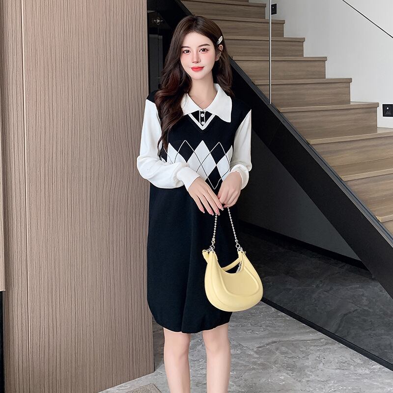 【dress】ドッキングニットワンピース　M18690