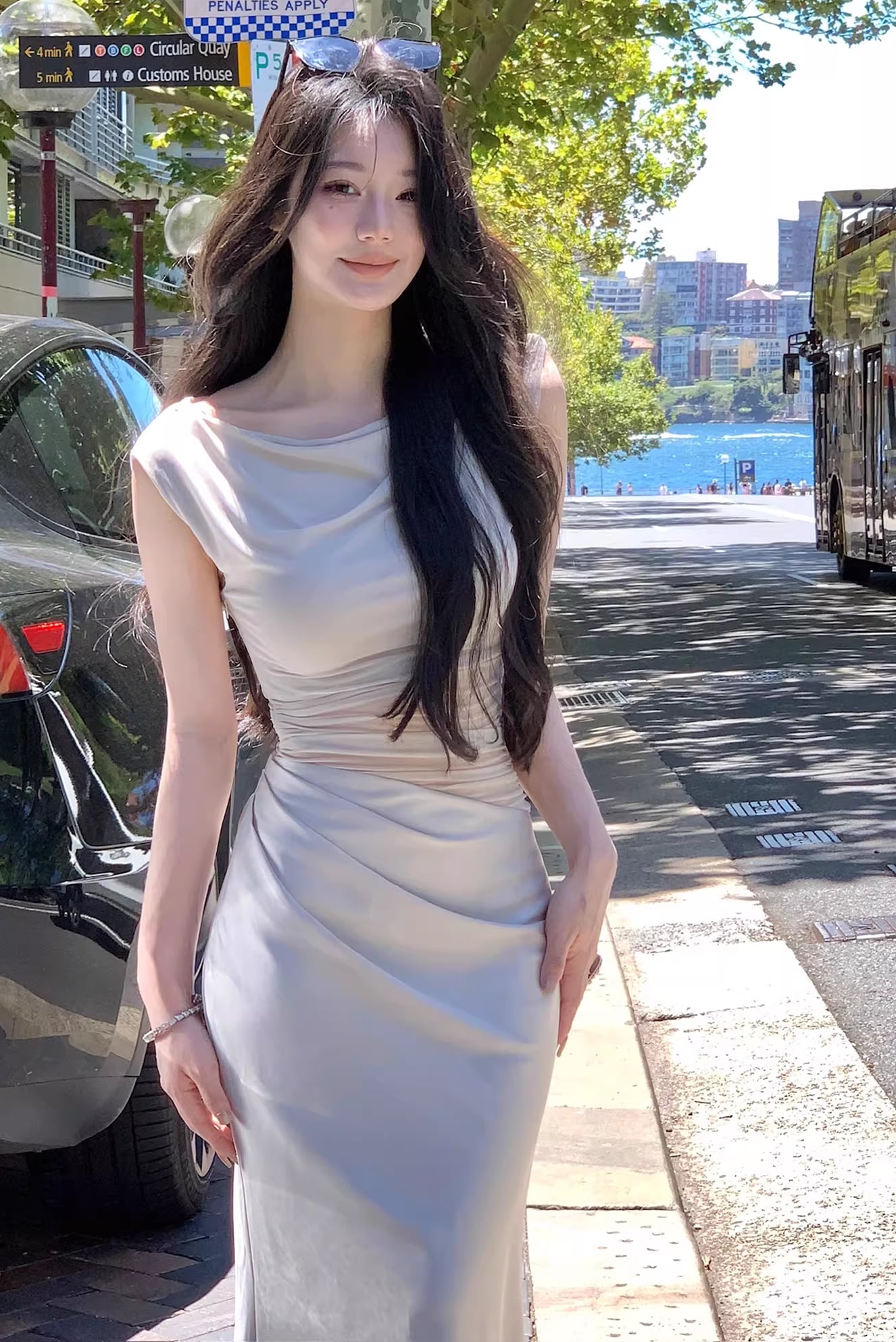 【dress】ノースリーブチュールドッキングロングワンピース Q7988