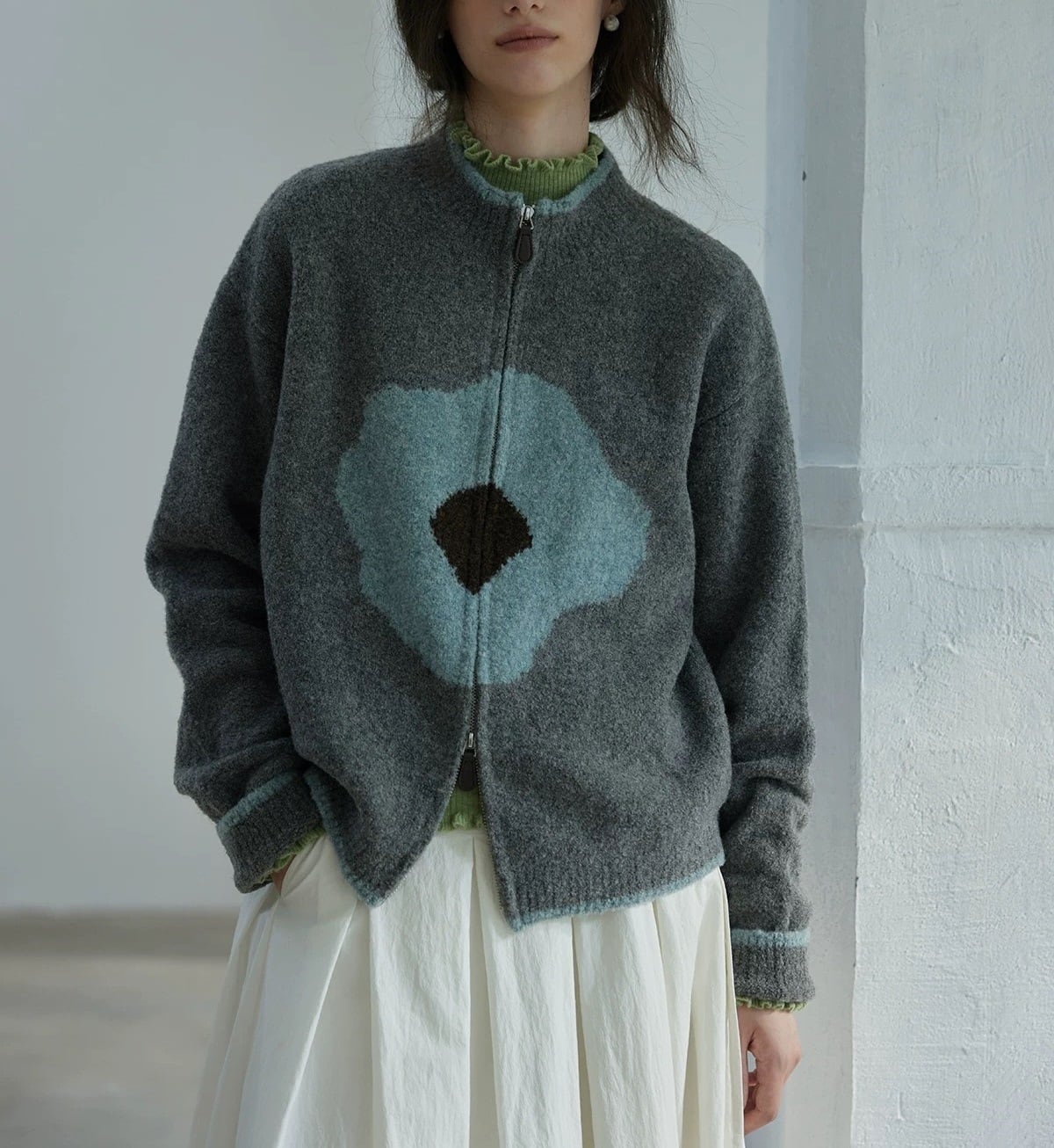 【outer】ファスナーニットカーデ　M28612