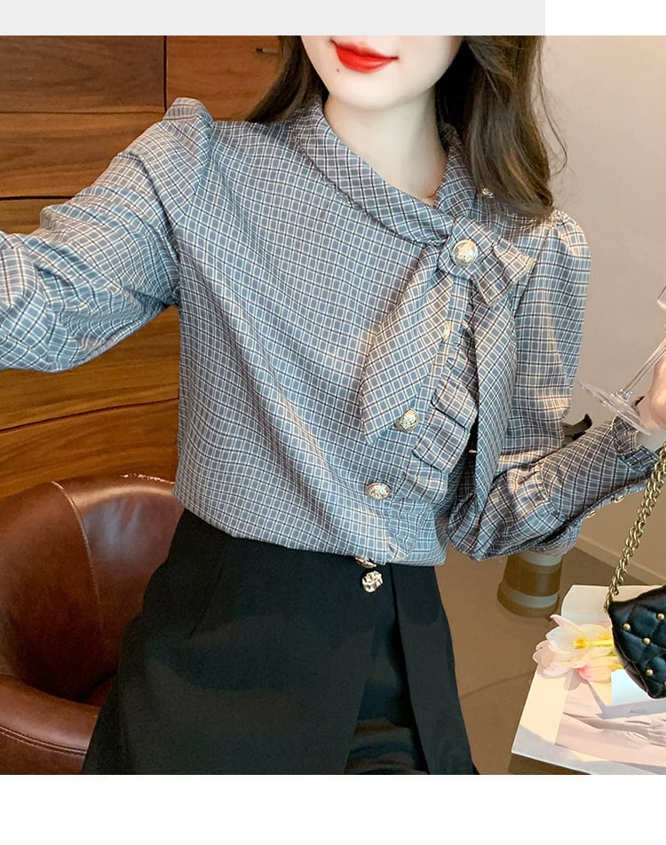【tops】チェック柄シャツトップス　M25345