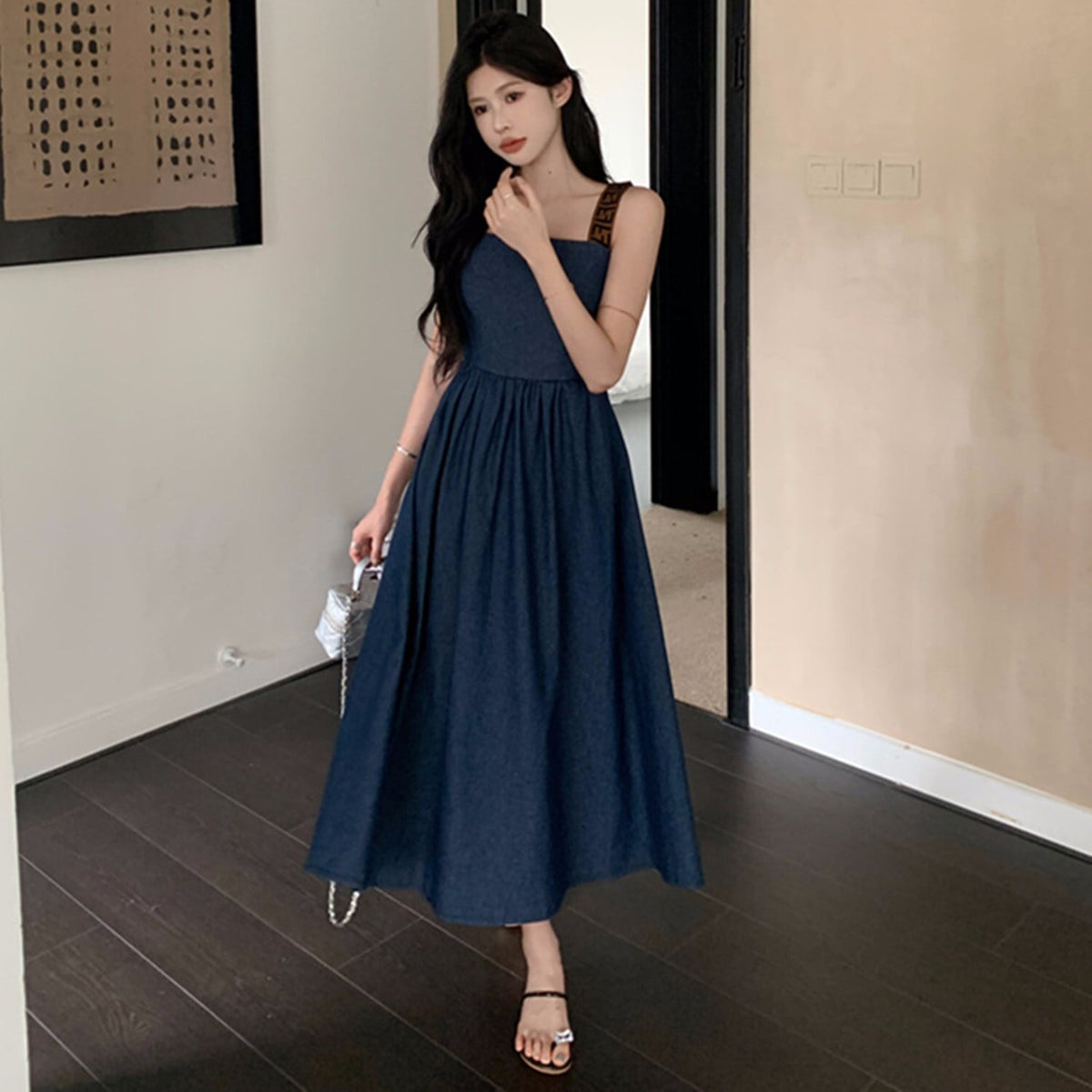 【dress】バックオープンデニムワンピース　N2663