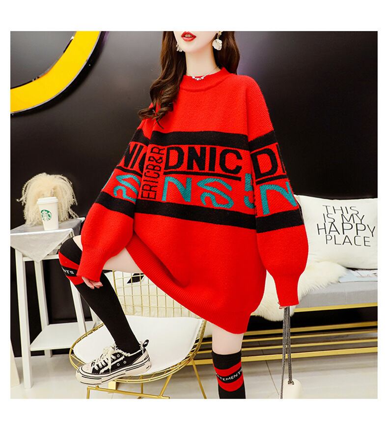 【tops】気質満点レトロ厚手秋冬新作ルーズゆったりニットセーター G4095