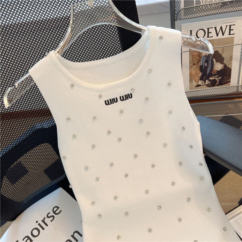 【dress】今季マストバイ夏新作2色ラウンドネックノースリーブニット無地ワンピースF5365