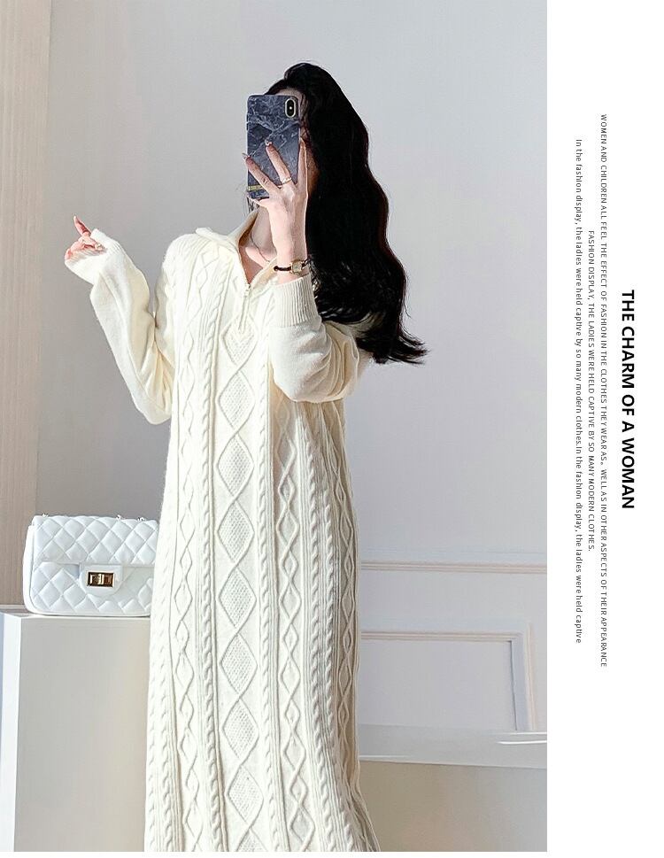 【dress】ファスナーニットワンピース　M19056