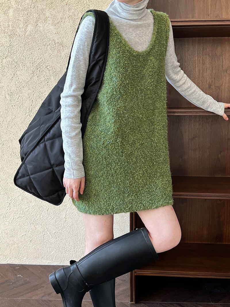 【dress】ノースリーブボアワンピース　N2888