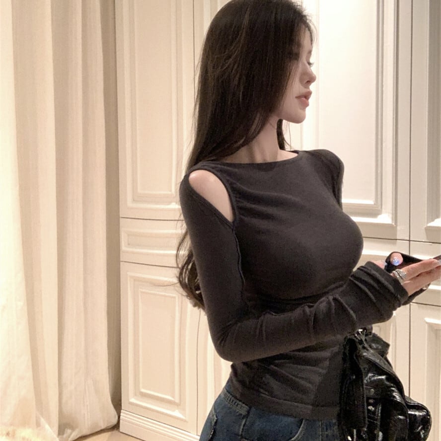 【tops】ショルダースリットニットトップス　M28414