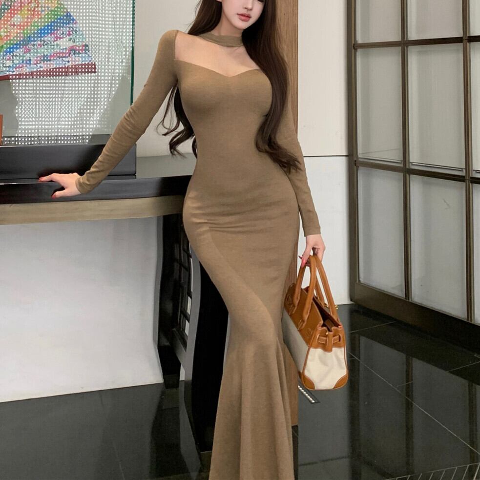 【dress】チュールドッキングマーメイドニットワンピース　N3511