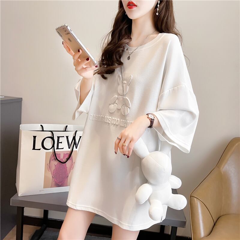 【tops】清新合わせやすい3色ラウンドネック半袖着回しゆったりTシャツF0311