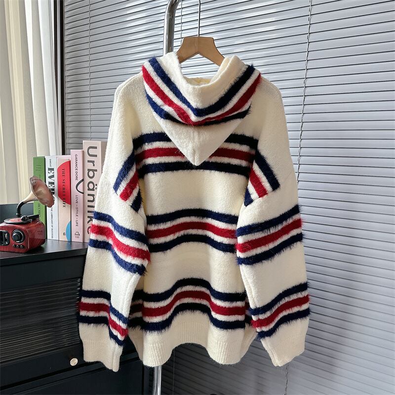 【tops】フード付きニットセーター　M18546