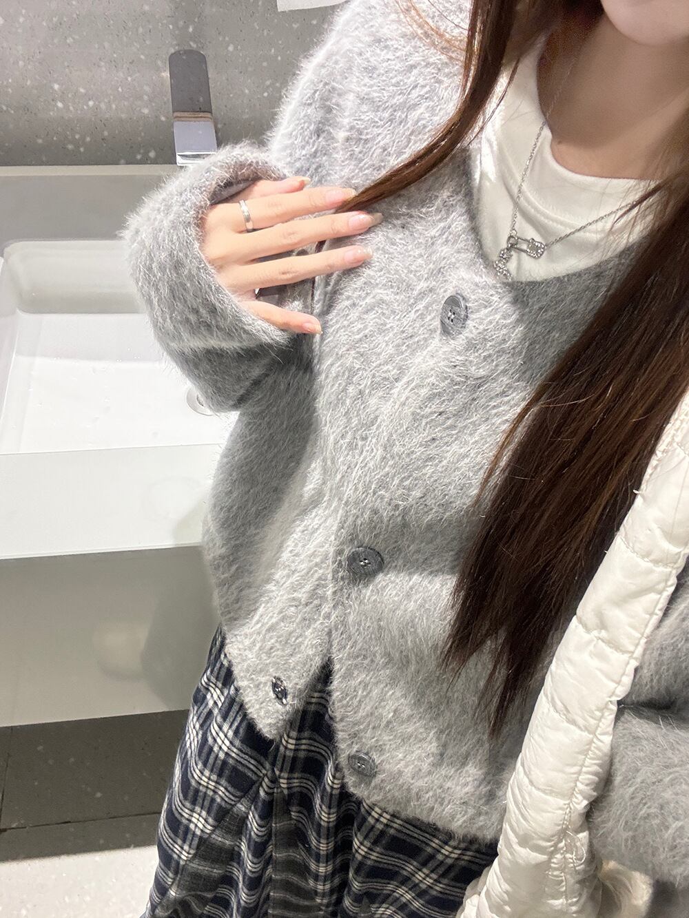 【set】ショートコート×チェック柄スカートセット　M27201