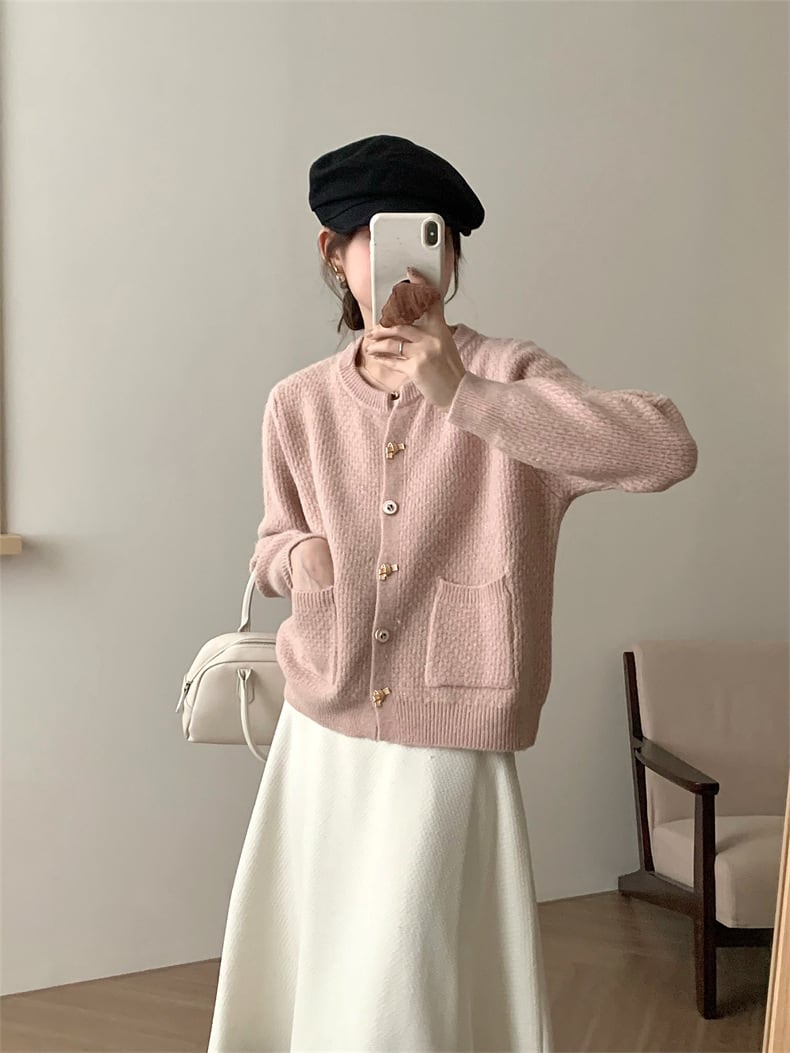 【outer】クルーネックニットカーデ　M25982