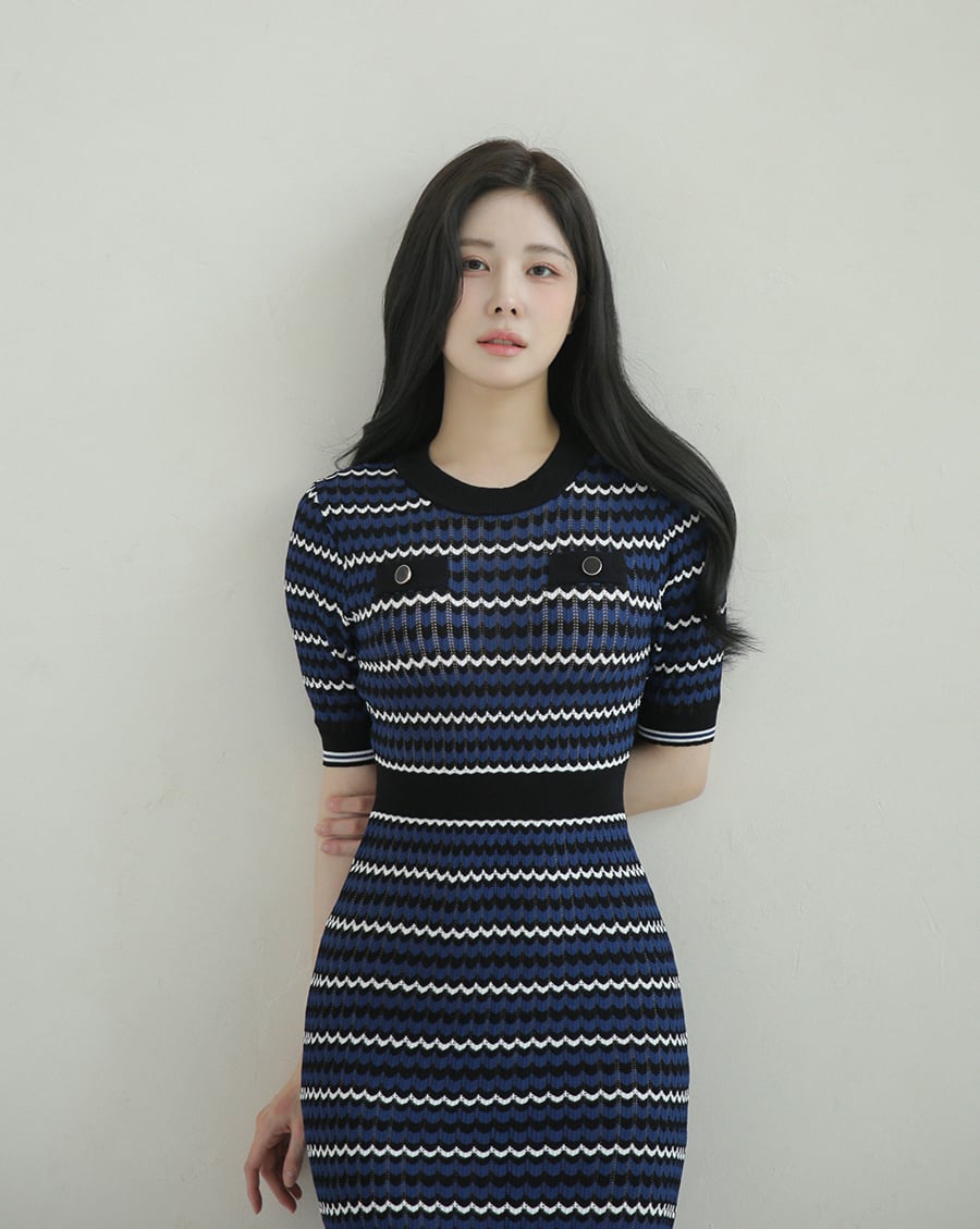 【dress】ボーダー柄ニットワンピース　M24916