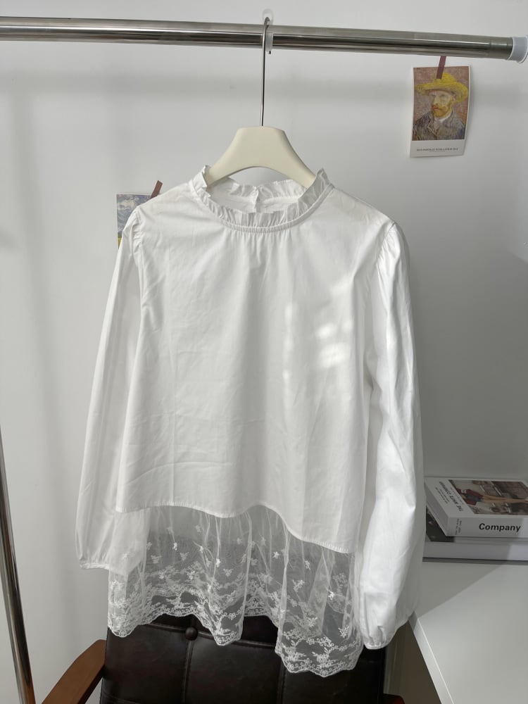 【tops】レース切り替えブラウス　M29703