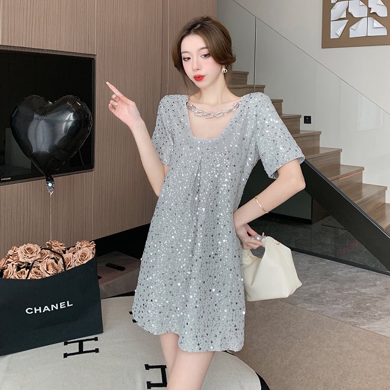 【dress】Vネックスパンコールワンピース G21106