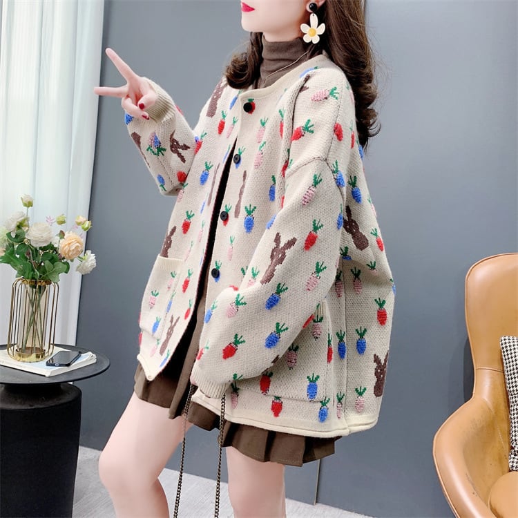 【outer】ジャカードニットカーデ　M28289