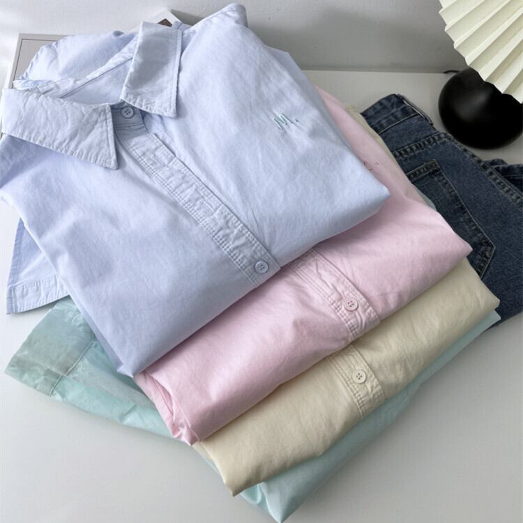 【tops】POLOネック刺繍シャツ　M29906