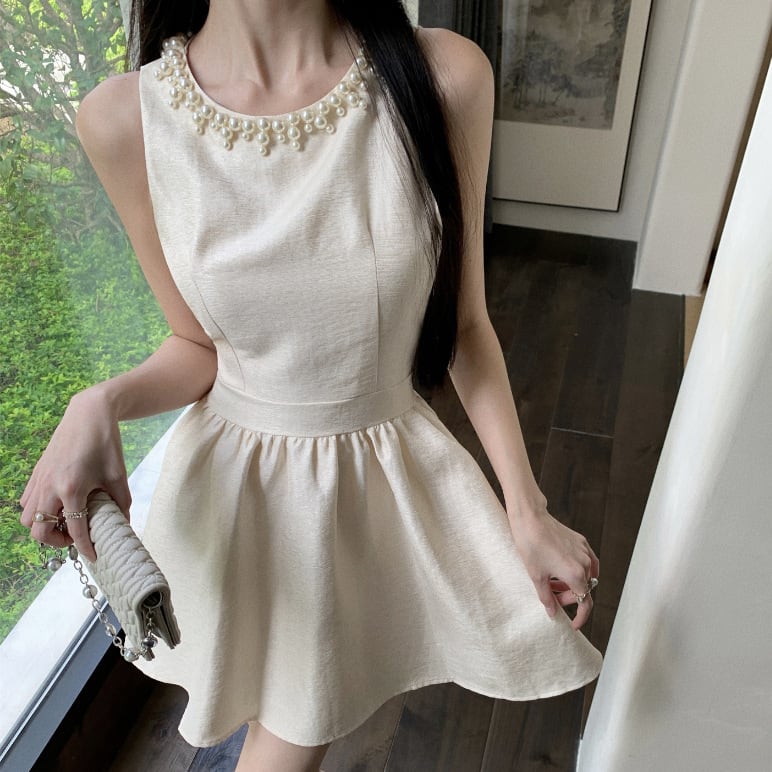 【dress】ノースリーブパールワンピース　M24545