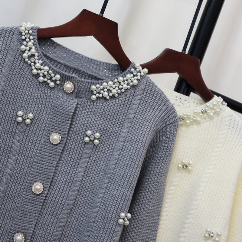 【outer】パールニットカーデ　M27592