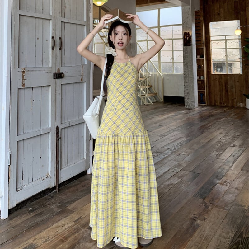 【dress】チェック柄キャミワンピース　M24372